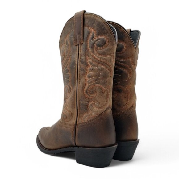 Laredo Women's Size 8 Distressed Tan  Bridget 11" R Toe Western Boots 51084 - Picture 9 of 16